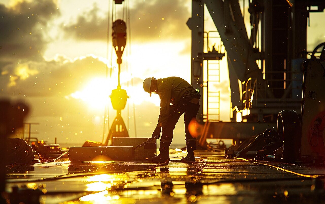 oil rig worker on offshore platform