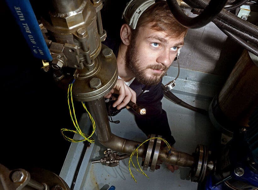 Marine Engineer at work aboard HMS Bulwark